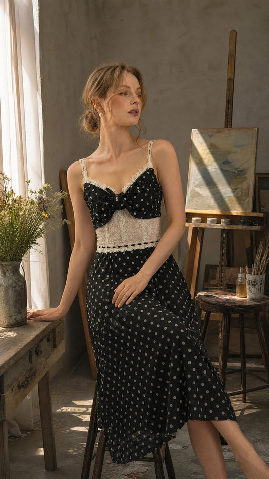 Vintage Spot Tea Corset Dress