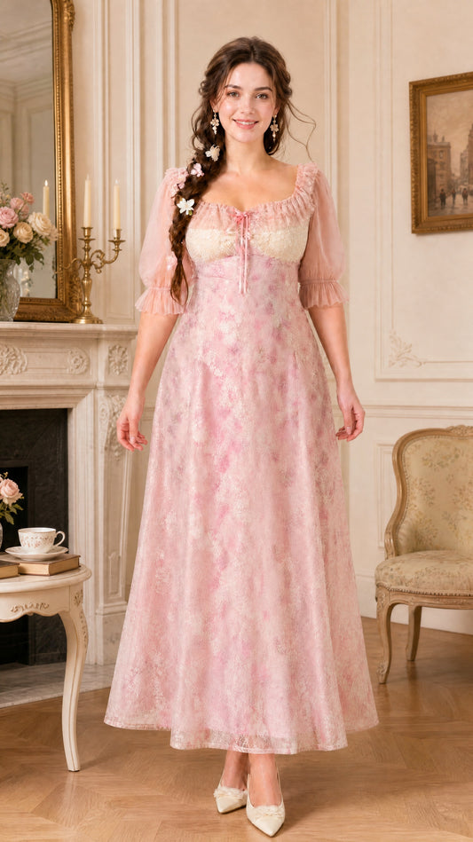 Curvy-Plus Blush Petals Dress