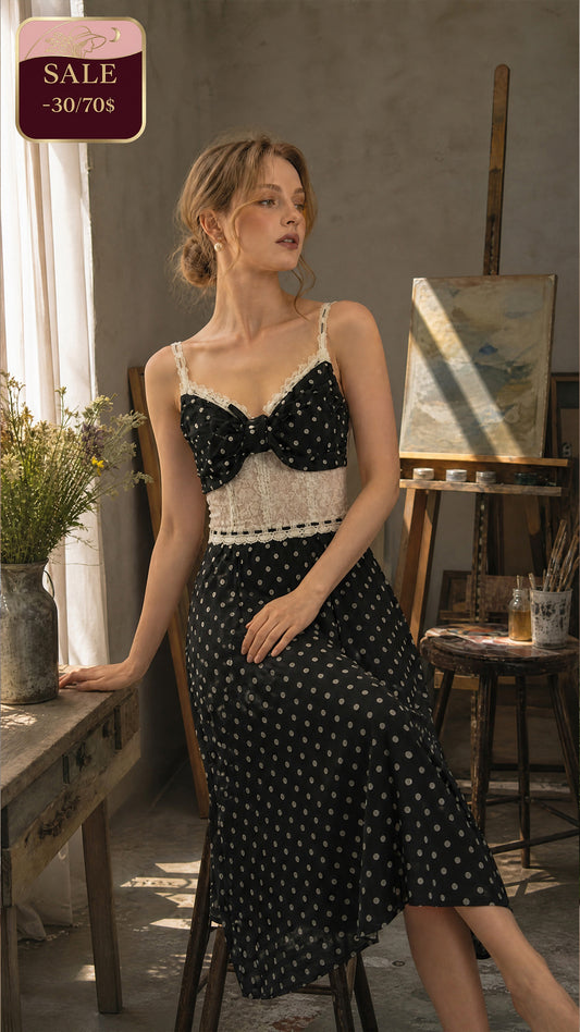 Vintage Spot Tea Corset Dress