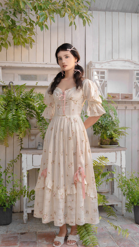 fairy corset dress Star Flower XL a full circle ruffle skirt together with a chemise with elongated fairy sleeves Fairy Strapless Corset Princess Style
