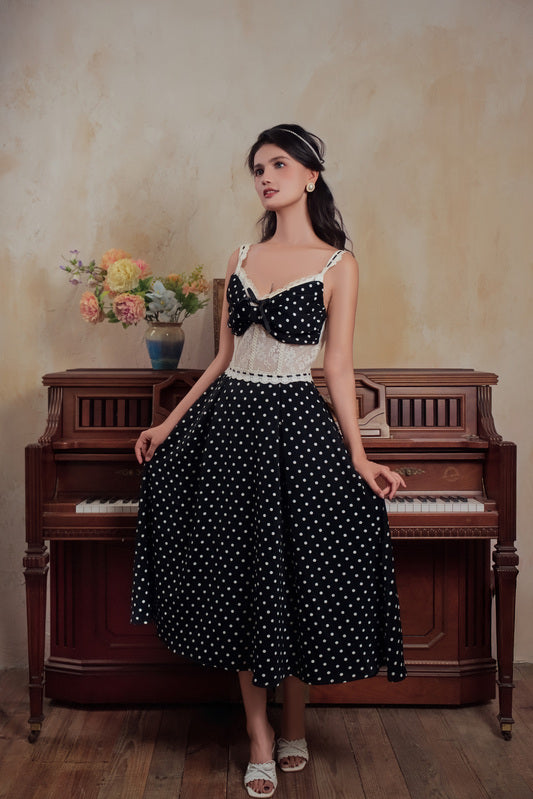 Vintage Spot Tea Corset Dress