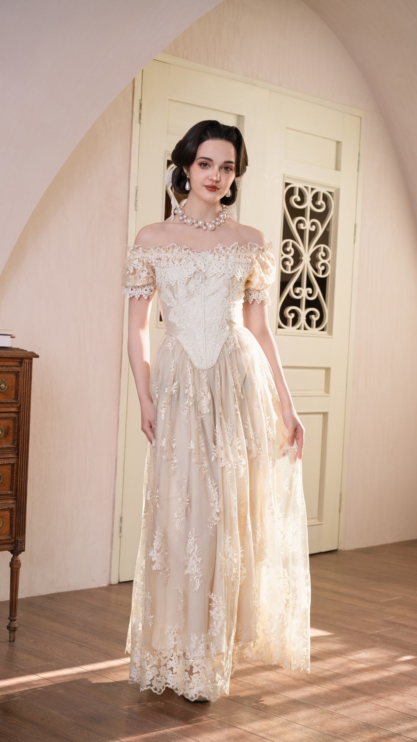 Snow Petal Tear Corset Dress