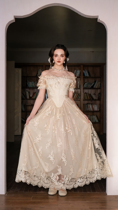 Snow Petal Tear Corset Dress