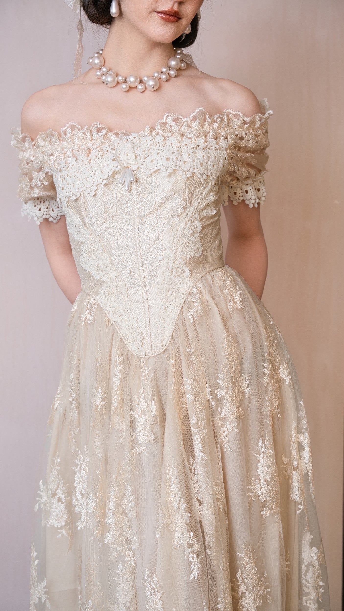 Snow Petal Tear Corset Dress