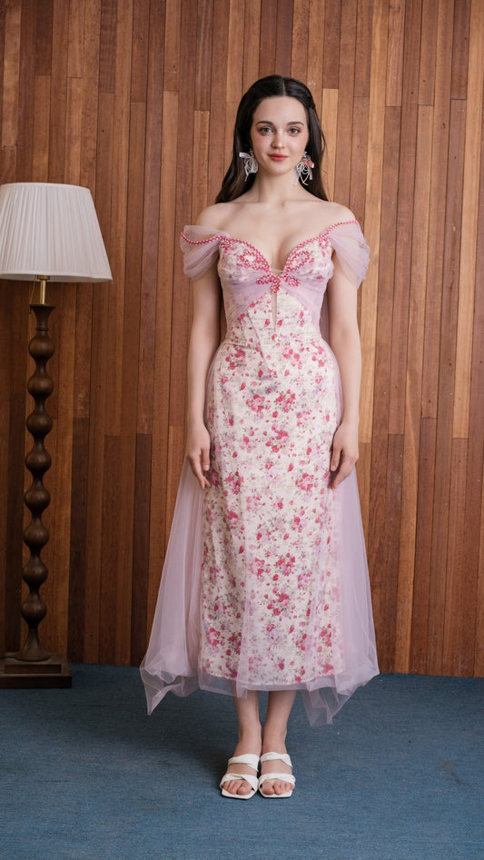 Curvy-Plus Solar Floral Corset Dress