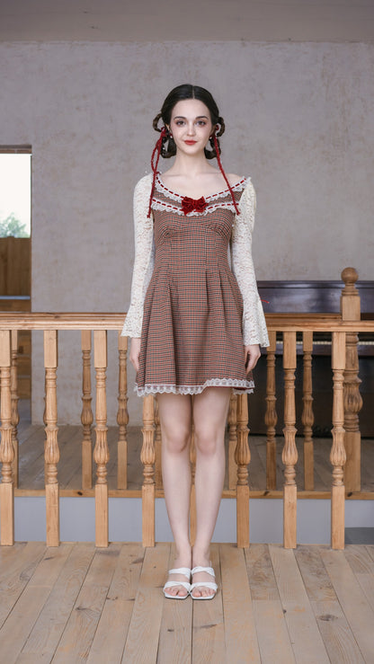 Sweet Lace Plaid Doll Dress