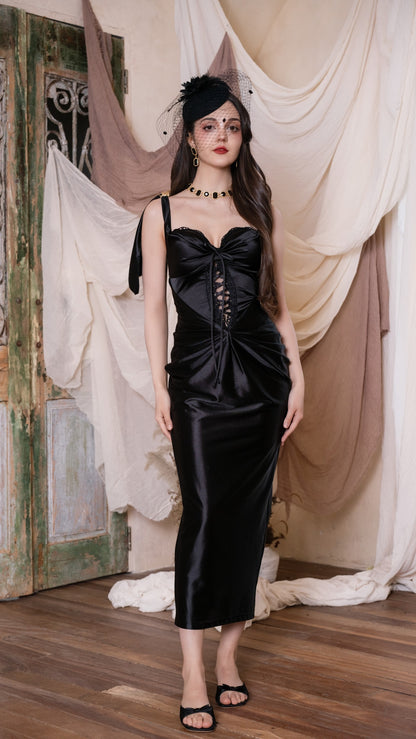 Curvy-Plus Black Whisper Corset Dress