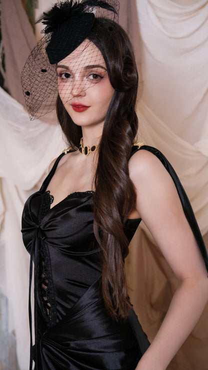 Curvy-Plus Black Whisper Corset Dress