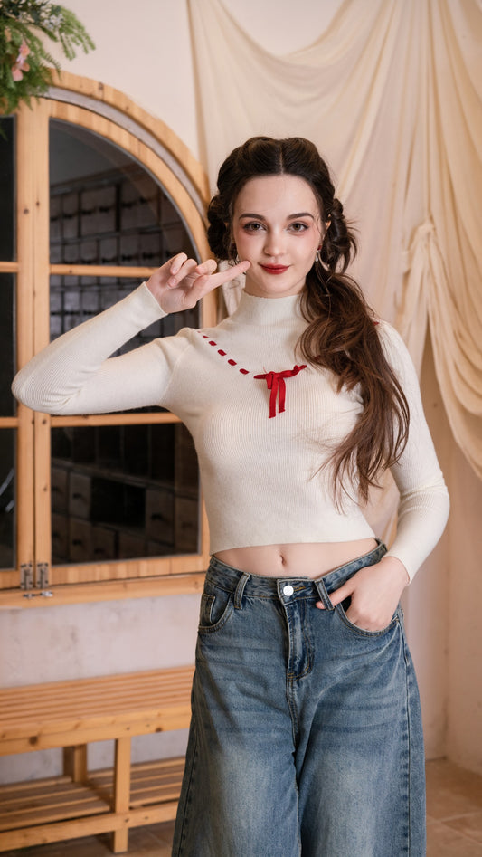 Strawberry Ribbon Knit Top